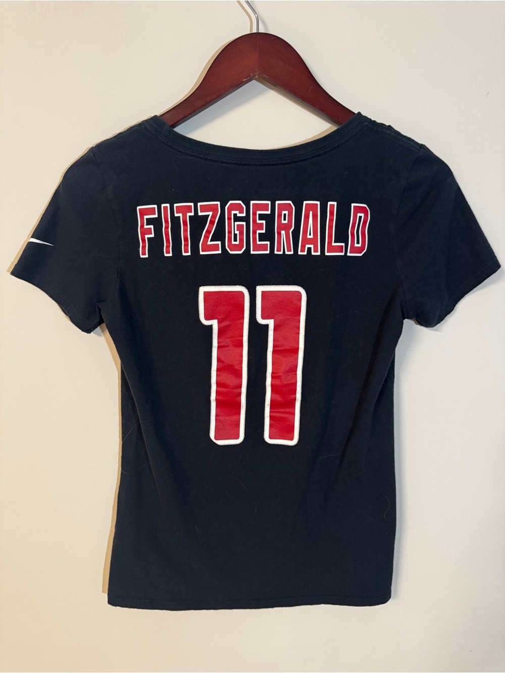 Nike CARDINALS women’s Black Short-Sleeve Tee with Red 'Fitzgerald 11' small